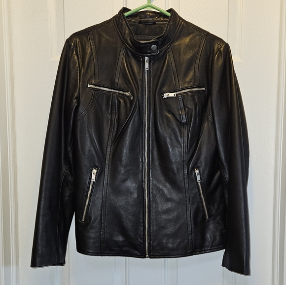 Ladies Leather Moto Jacket - Picture 1 of 5